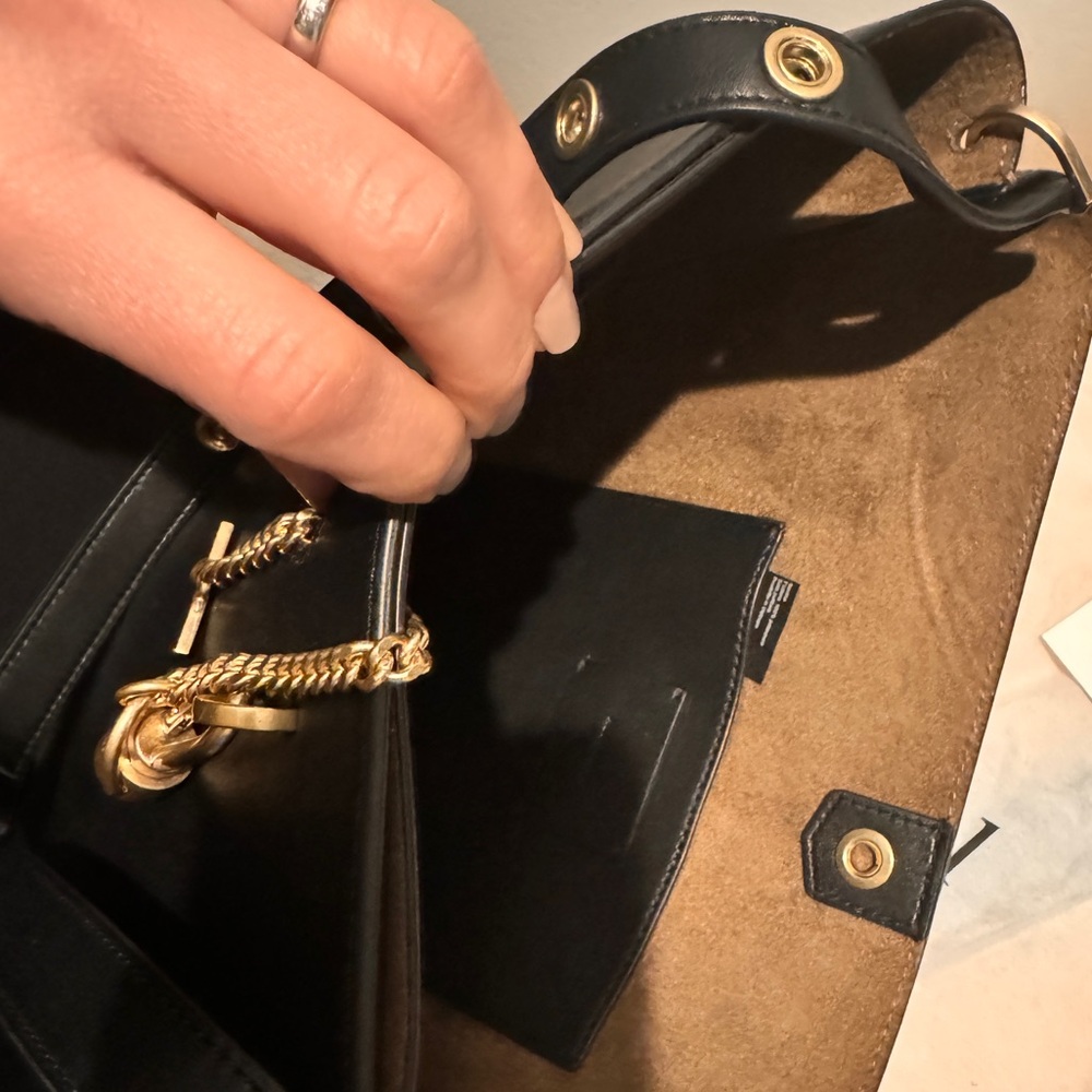 AllSaints Black Leather Half-Moon Shoulder Bag with Gold Hardware - Picture 8 of 9